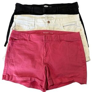 Old Navy Denim Boyfriend Shorts and Pixie Shorts Bundle Size 14 Black White Pink